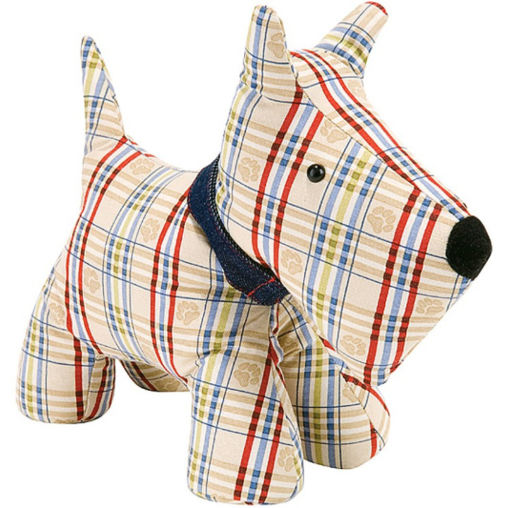 Tartan Dog Doorstop 27 x 26 cm