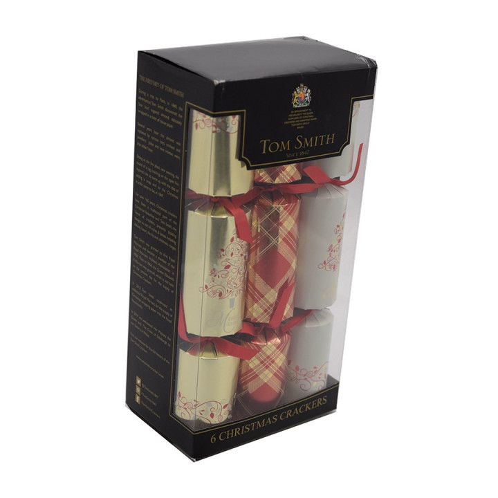 Tom Smith Red & Gold Dinner Cube Party Crackers x6