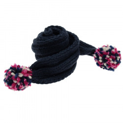 Kusan Deep Blue Scarf with Multicoloured Pompom