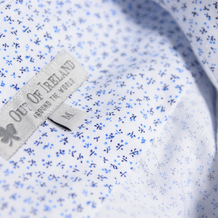 Out Of Ireland White Shirt with Blue Flowers