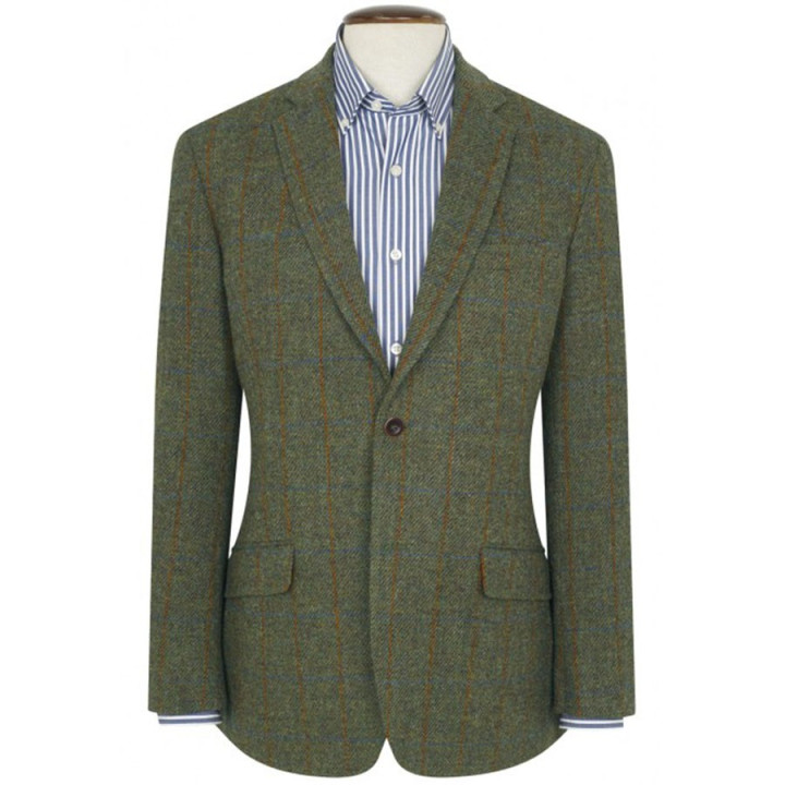 Veste Harris Tweed Stromay Carreaux Olive Brook Taverner