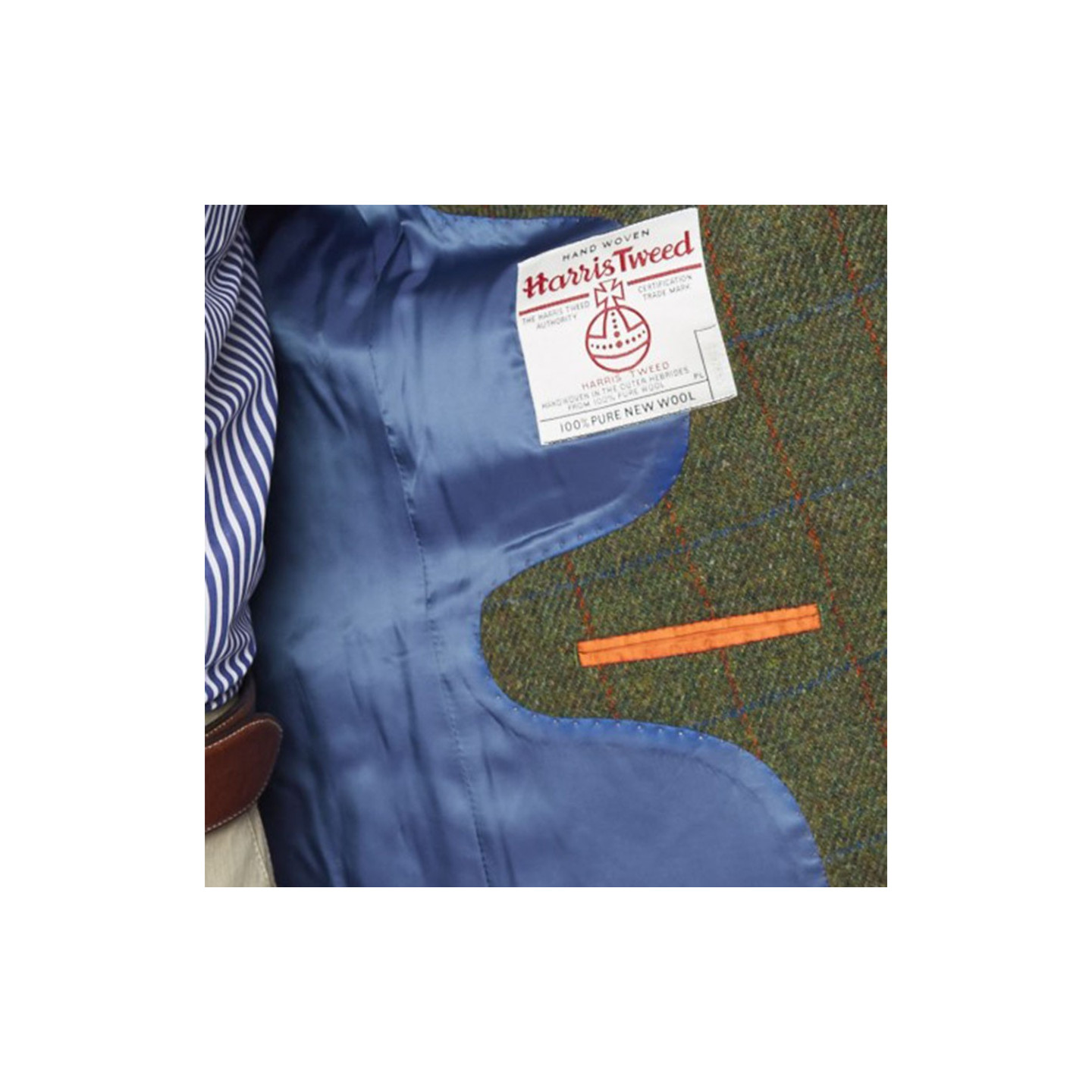 Veste Harris Tweed Stromay Carreaux Olive Brook Taverner