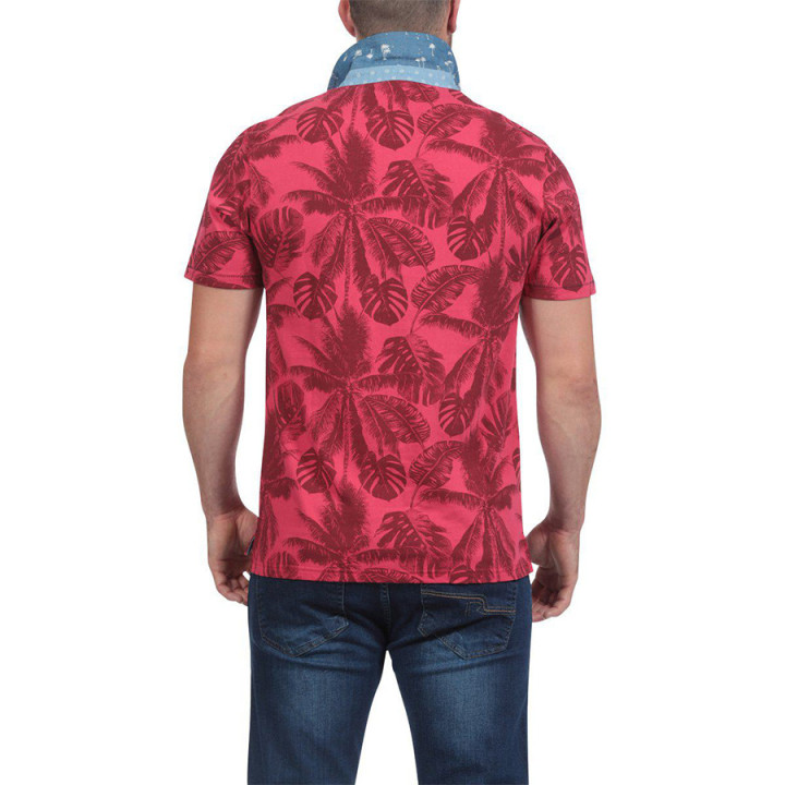 Ruckfield Red Palm Tree Print Polo Shirt