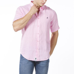 Ruckfield Essential Pink Linen Short Sleeves Shirt