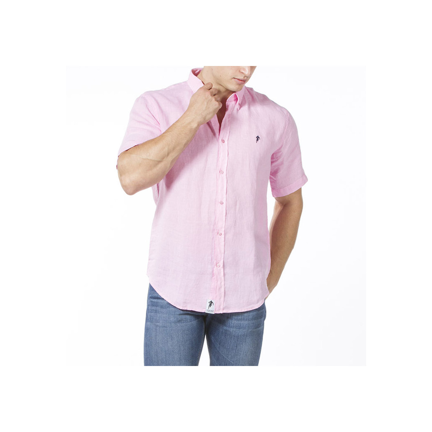 Ruckfield Essential Pink Linen Short Sleeves Shirt