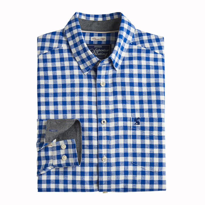 Chemise Vichy Bleu Lin Coton Tom Joule