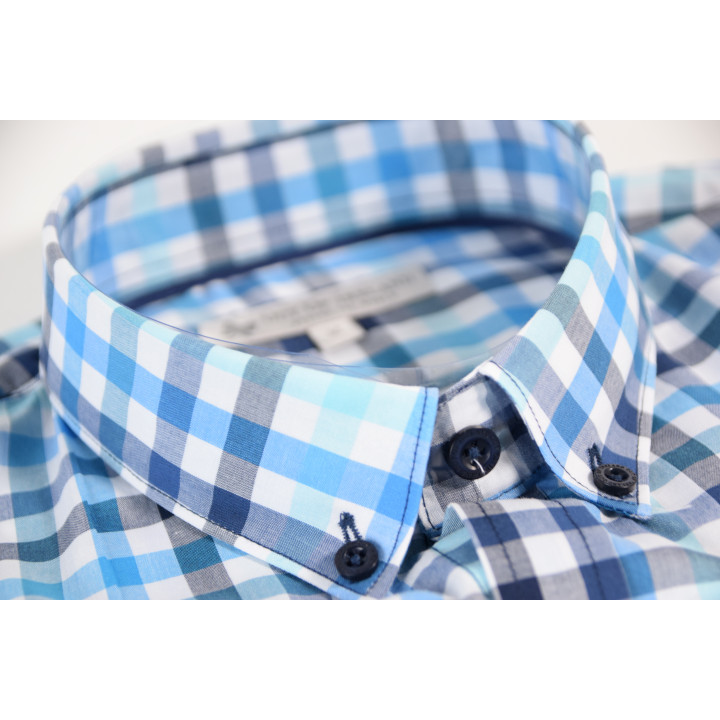 Out Of Ireland Vichy Blue and Turquoise Shirt