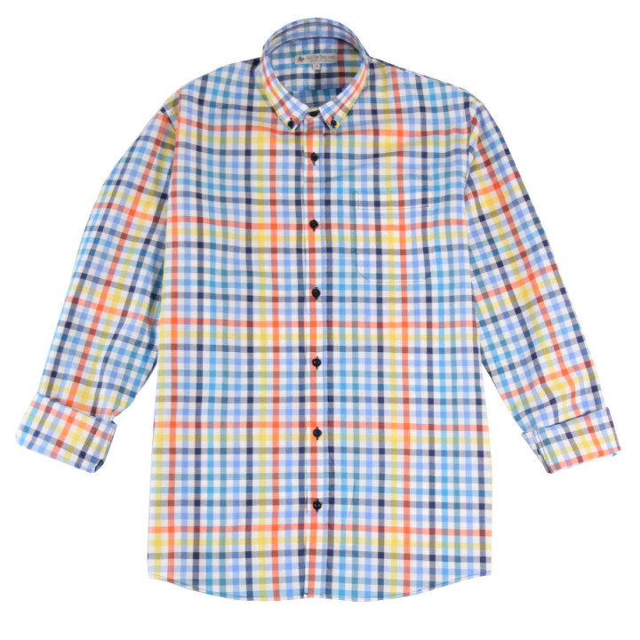 Out Of Ireland Vichy Blue Yellow Orange Shirt