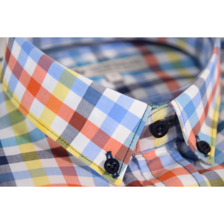 Chemise Vichy Colorée Bleu Jaune Orange Out Of Ireland