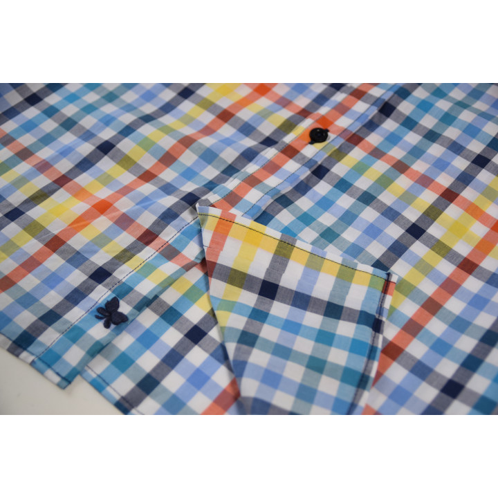 Out Of Ireland Vichy Blue Yellow Orange Shirt