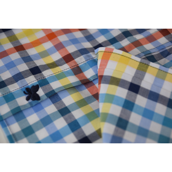 Out Of Ireland Vichy Blue Yellow Orange Shirt