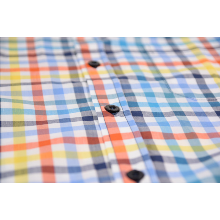 Out Of Ireland Vichy Blue Yellow Orange Shirt