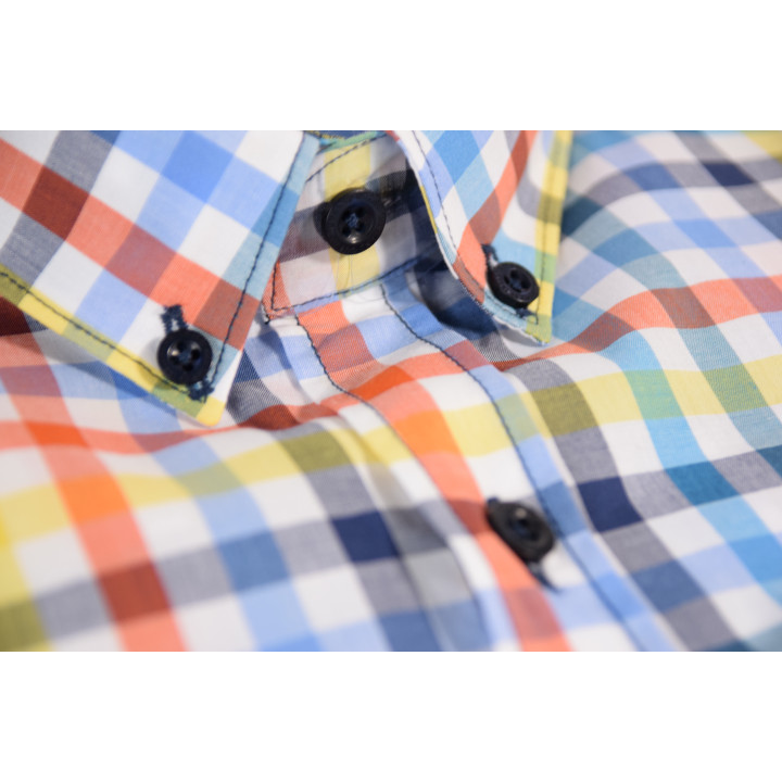 Out Of Ireland Vichy Blue Yellow Orange Shirt
