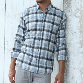 Chemise Carreaux Noir Gris et Bleu Out Of Ireland