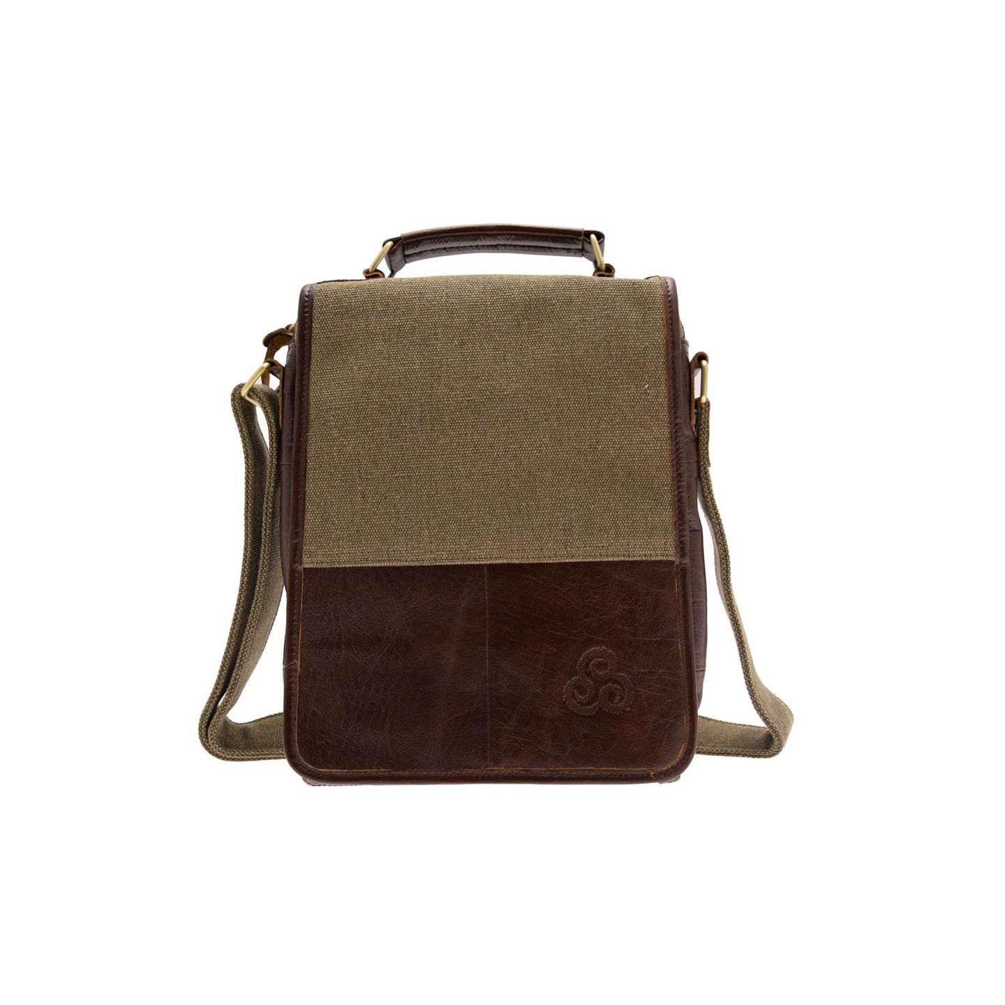 Sacoche Ancienne En Cuir - Grande Taille - Style Vintage