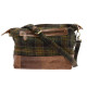 Aran Woollen Mills Tartan Green And Leather Tote Bag