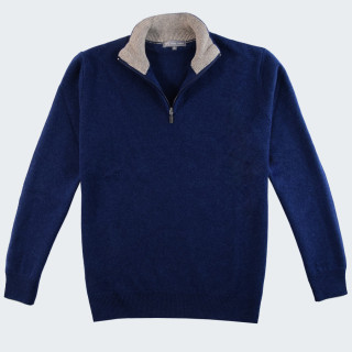 Best Yarn 1/2 Zip Collar Indigo Sweater