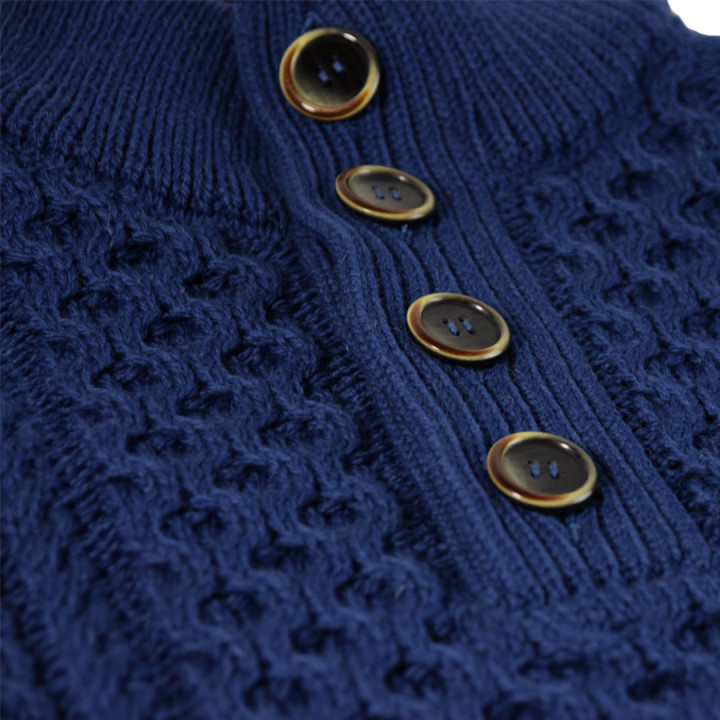 The Original Aran Company Blue High Collar Sweater