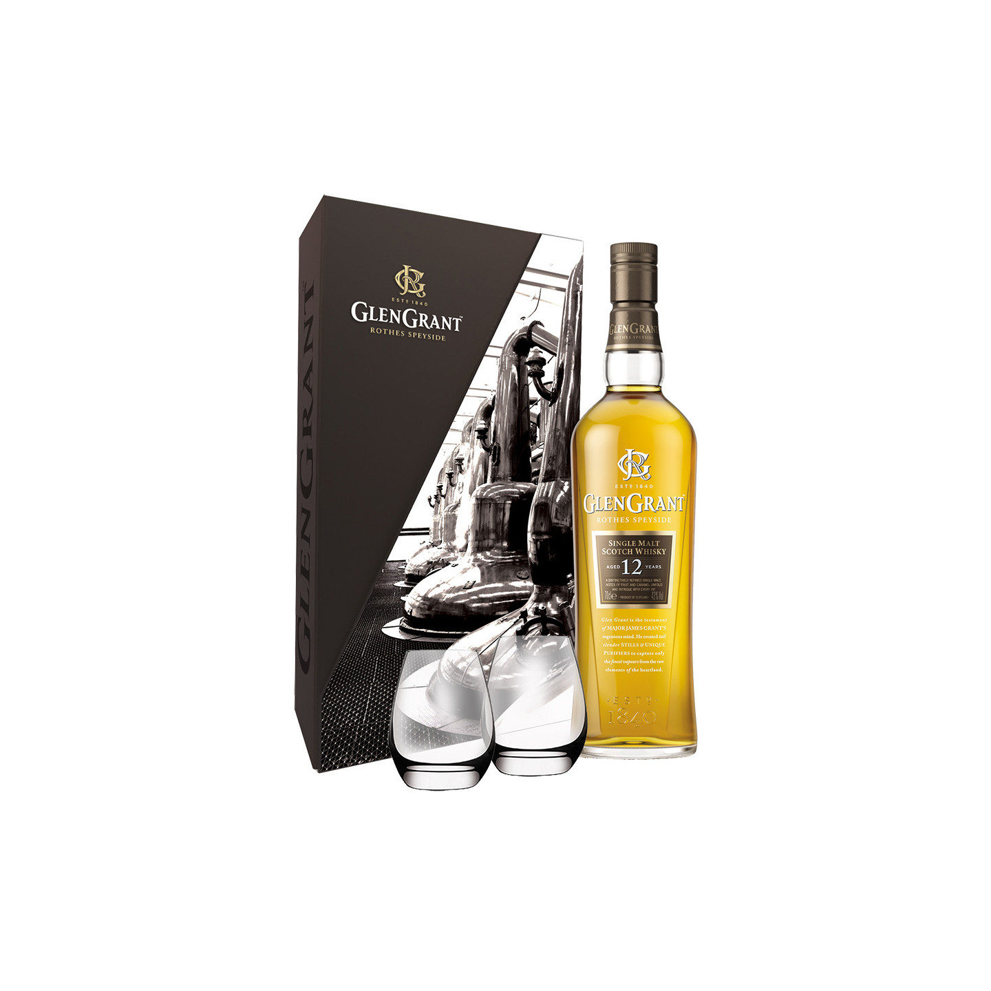 Glen Grant 12 Years Old Box + 2 Glasses 70cl 43° - Le Comptoir
