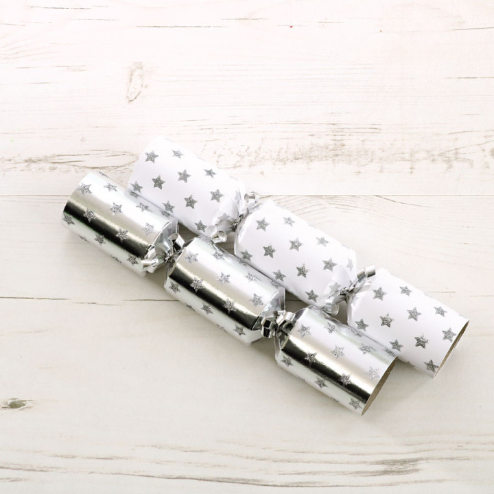 Party crackers mini luxury silver x6