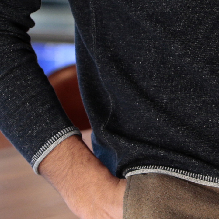 Out Of Ireland Navy Grey Roll Neck Sweater
