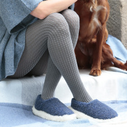 Chaussons Siberian Laine Bleu Fonce Alwero