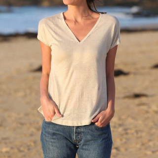 Out Of Ireland Beige Linen T-Shirt