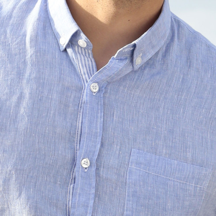 Chemise Bleue 100% Lin Out Of Ireland