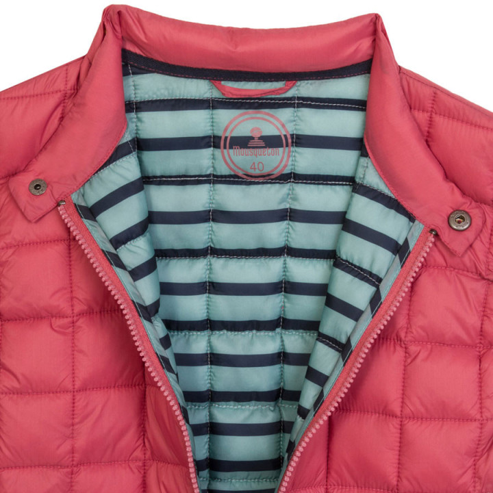 Doudoune sans manches fuchsia mousqueton