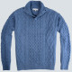 High Collar Cable Knit Blue Jumper in Recycled Cotton Out Of Ireland 