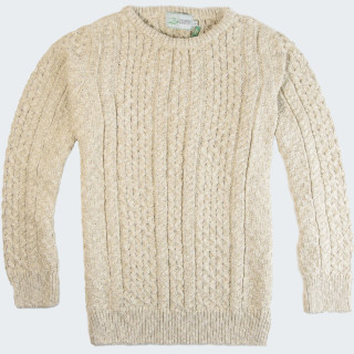 Pull Irlandais Beige Coton et Lin The Original Aran Company