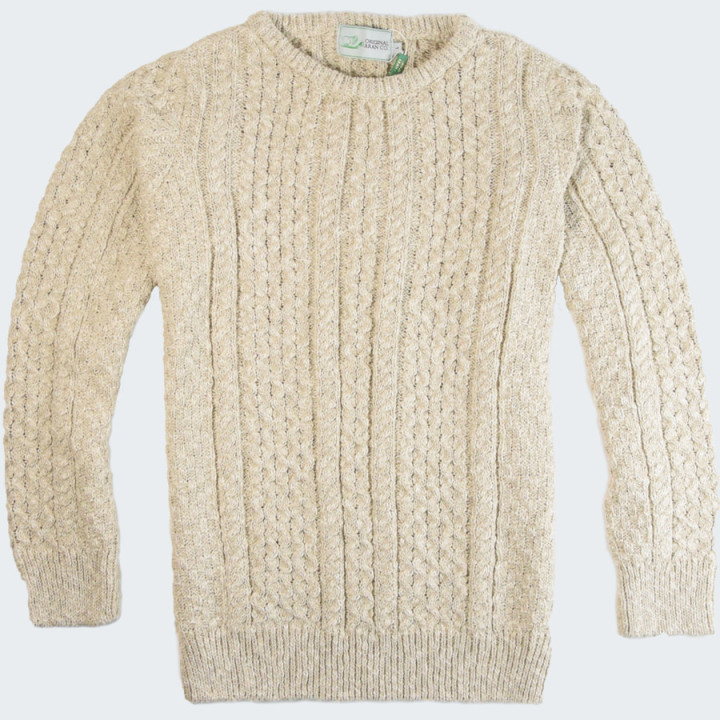 Pull Irlandais Beige Coton et Lin The Original Aran Company