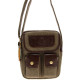Aran Woollen Mills Leather and Tweed Bag with 2 Front Pockets