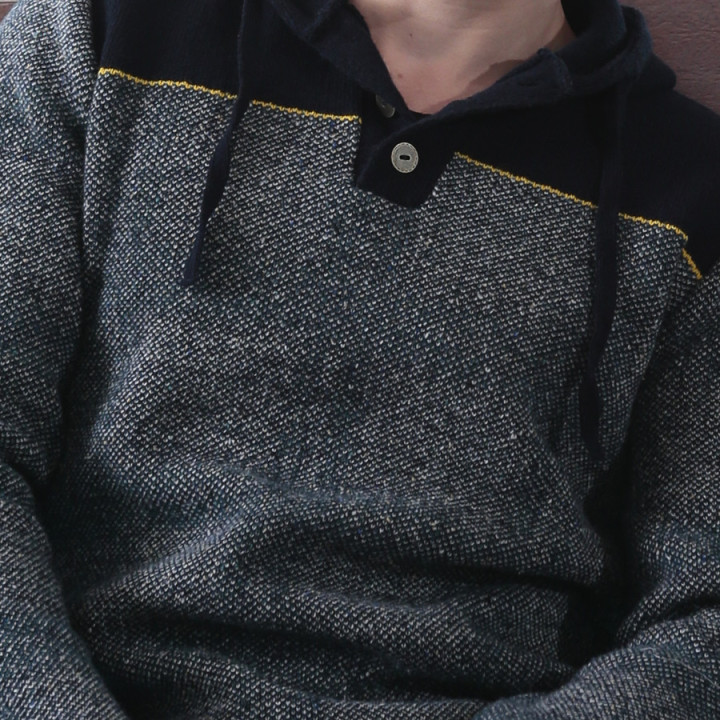 Out Of Ireland Navy Jacquard Hooded Sweater