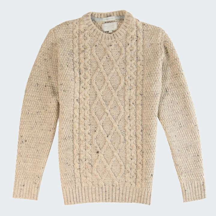 Peregrine Heather Beige Twisted Round Neck Sweater