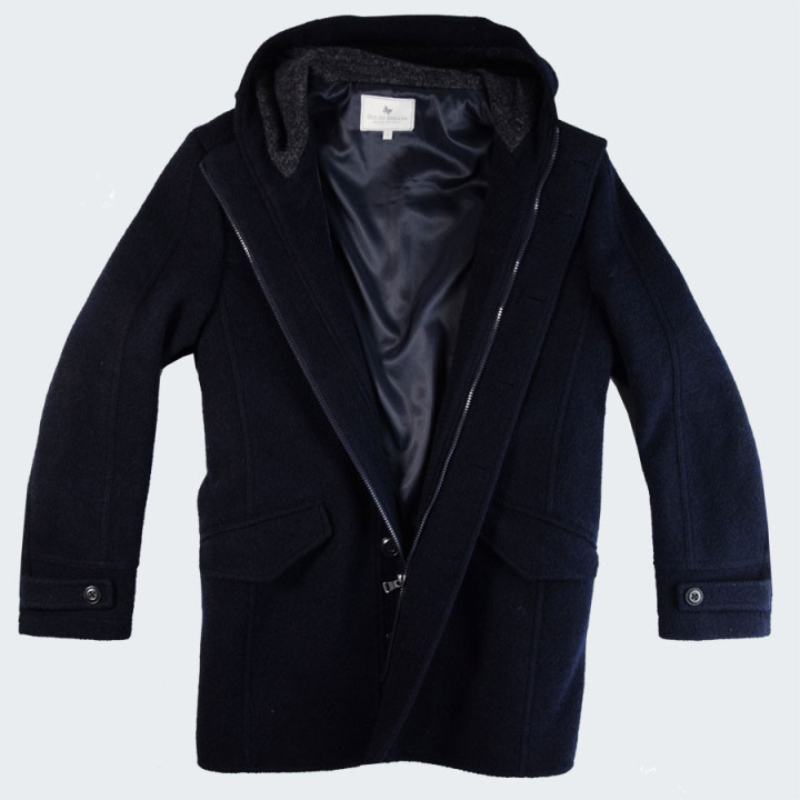Manteau laine bouclee marine out of ireland