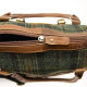 Aran Woollen Mills Tartan Green and Lether 2 Pockets Handbag