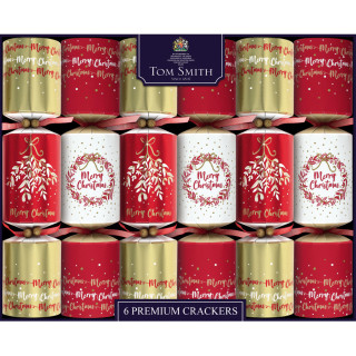 Tom Smith Premium Red & Gold Party Crackers x 6