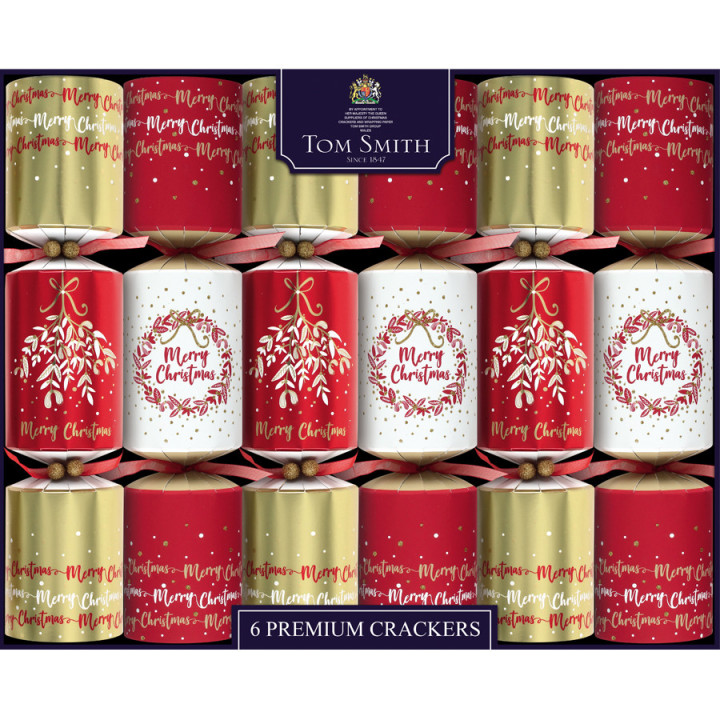 Tom Smith Premium Red & Gold Party Crackers x 6