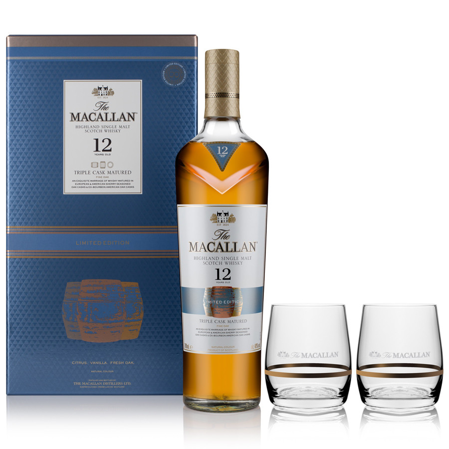 Macallan 12 Years Old Triple Cask Gift Pack 70cl 40 2 Glasses