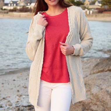 beige cotton cardigan