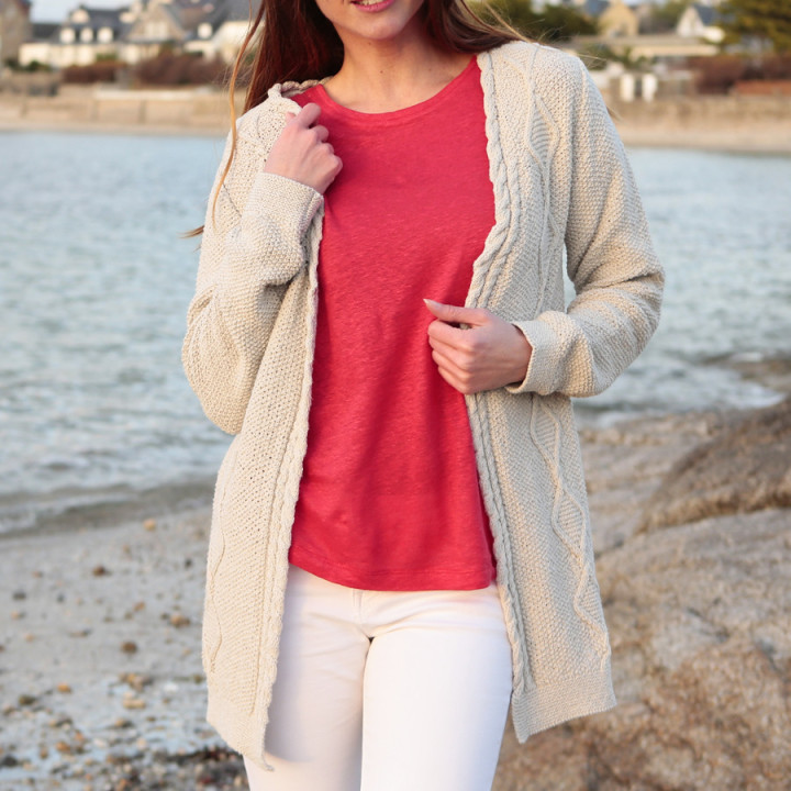 Cardigan Beige Coton Recyclé Out of Ireland