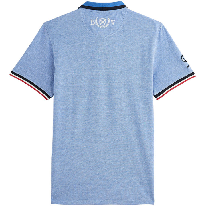 Black Wellis Heather Sky Blue Short Sleeve Polo Shirt