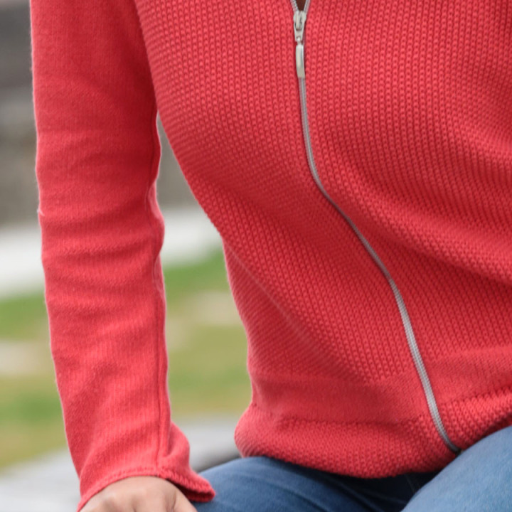 Cardigan à Capuche Zippé Rouge Out Of Ireland