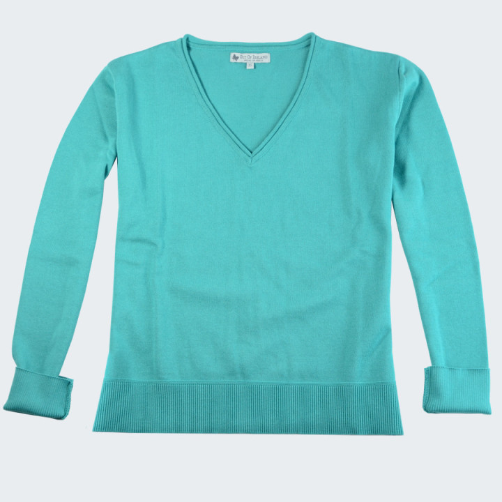 Out Of Ireland 100% Cotton V Collar Green Sweater