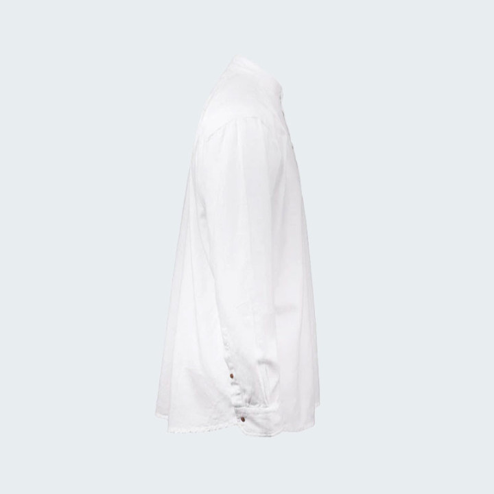 Chemise Blanche Coton Irlandais Col Officier Emerald Isle Weaving