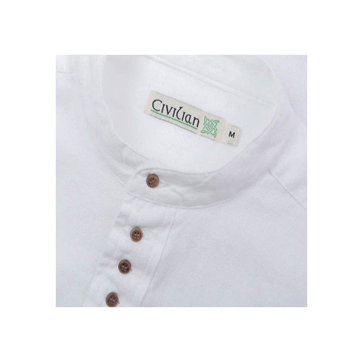 Chemise Blanche Coton Irlandais Col Officier Emerald Isle Weaving