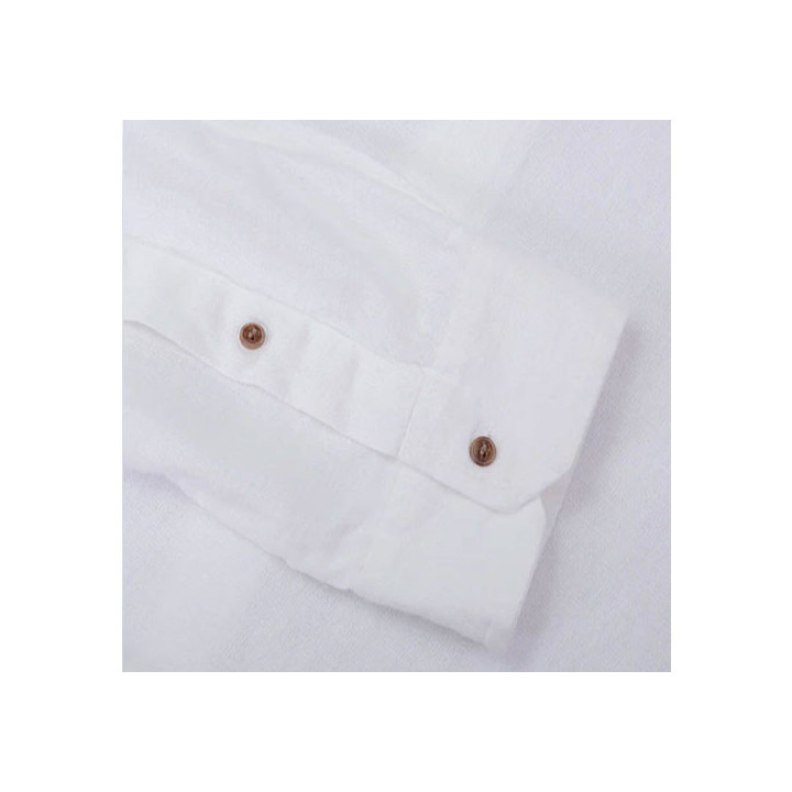 Chemise Blanche Coton Irlandais Col Officier Emerald Isle Weaving