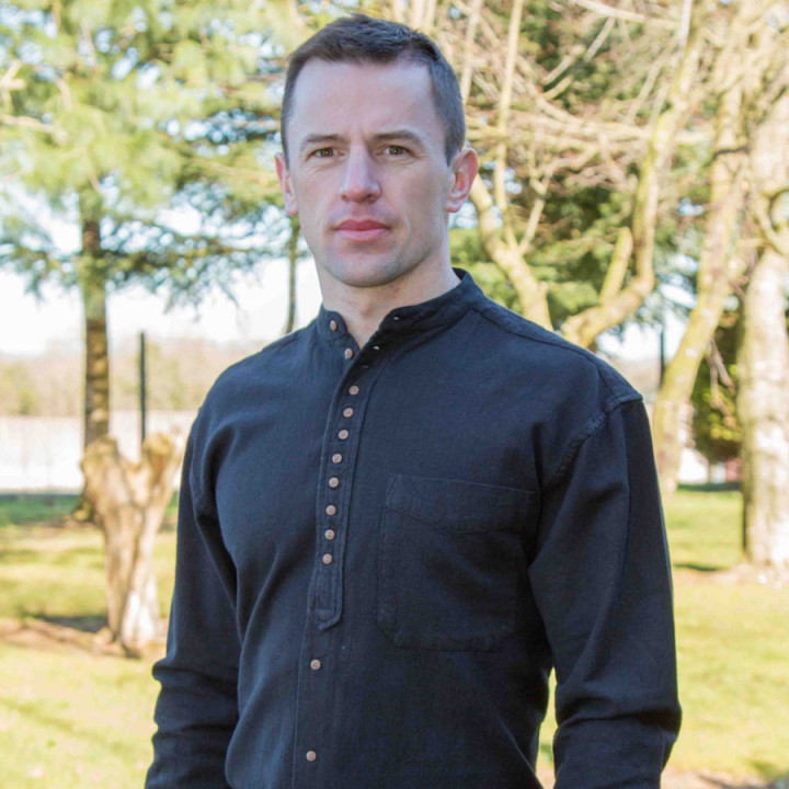 Chemise Noire Coton Irlandais Col Officier Emerald Isle Weaving