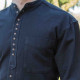 Chemise Noire Coton Irlandais Col Officier Emerald Isle Weaving